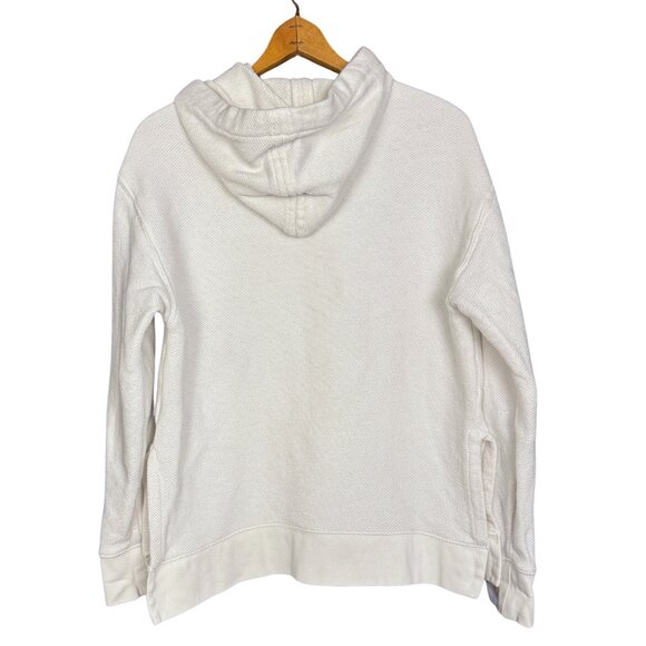 Club Monaco White Textured Waffle Knit Cotton Hoodie Sweatshirt Small - Picture 3 of 6